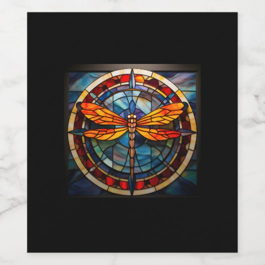 Libellenfarbglas Weinetikett (Einzelnes Label)