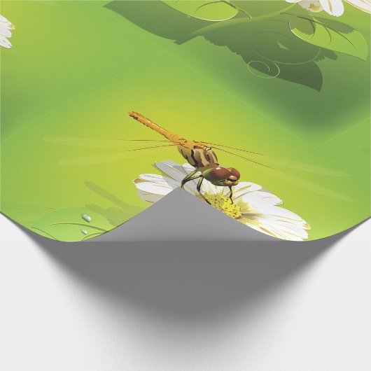 Libellenfliege auf einem Blume-Wrapper Geschenkpapier