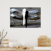 Libellenfliege (Schwarz-Weiß-Trennung) Poster (Küche)