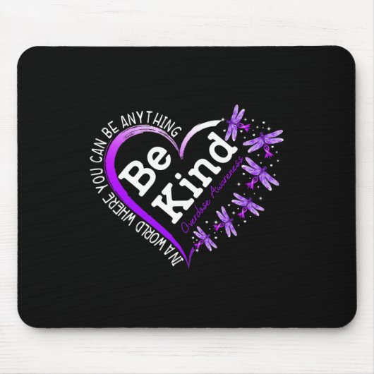 Libellenherz Sei freundlich Lila Überdosierungsbew Mousepad (Vorne)