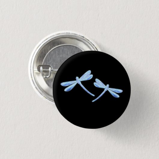Libellenknopf - Eisblauer Schimmer Button (Vorne & Hinten)