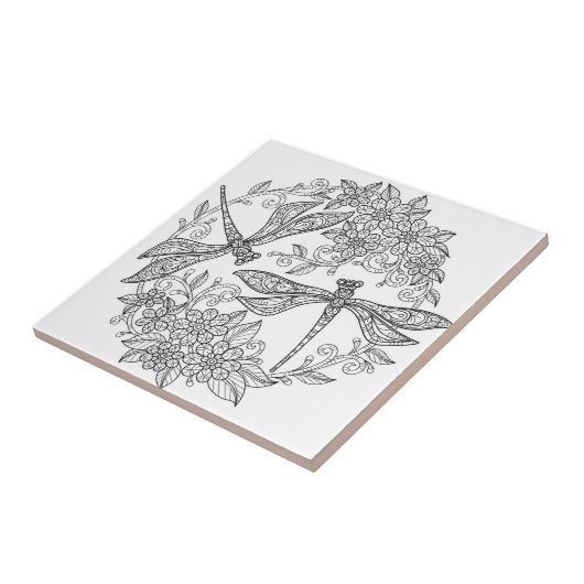 Libellenkunst, schwarz-weiß fliese (Seite)