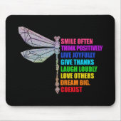 Libellenlächeln Oft Positiv Denken Zitat Mousepad (Vorne)