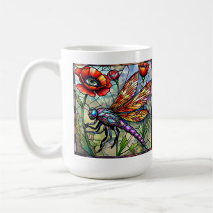 Libellenmosaik-Buntglas lebendige Mohn-Auge Kaffeetasse