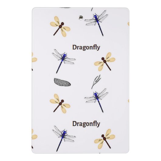 Libellenmuster auf Weiß Mini Klemmbrett (Rückseite)