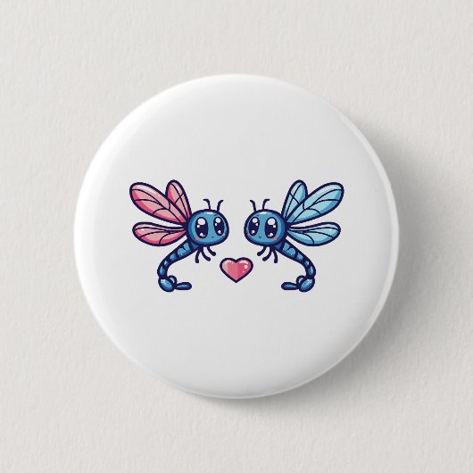 Libellenpaar am Valentinstag der Liebe Button (Vorderseite)
