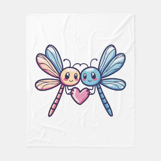 Libellenpaar am Valentinstag der Liebe Fleecedecke (Vorderseite)