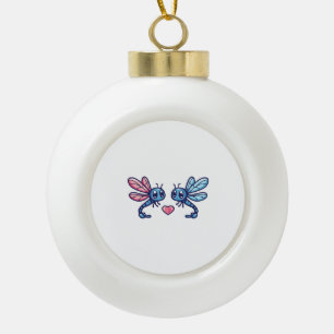 Libellenpaar am Valentinstag der Liebe Keramik Kugel-Ornament