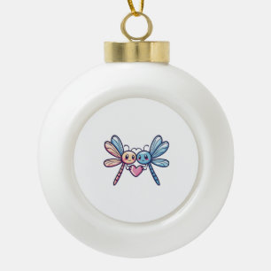 Libellenpaar am Valentinstag der Liebe Keramik Kugel-Ornament