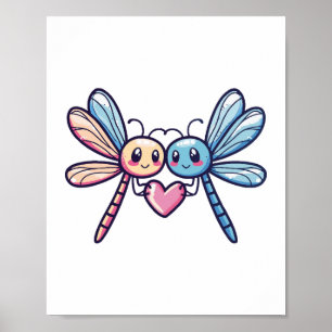 Libellenpaar am Valentinstag der Liebe Poster