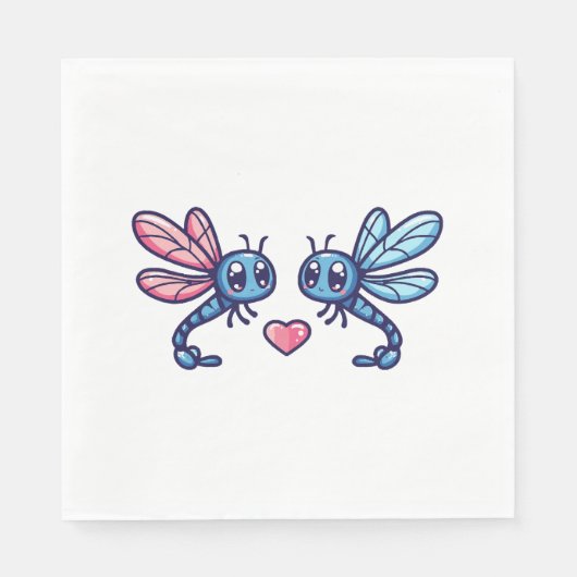 Libellenpaar am Valentinstag der Liebe Serviette (Vorderseite)