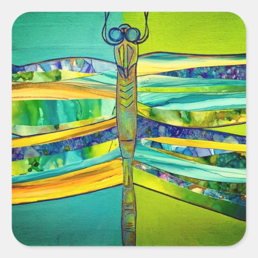 Libellensticker Quadratischer Aufkleber (Vorderseite)