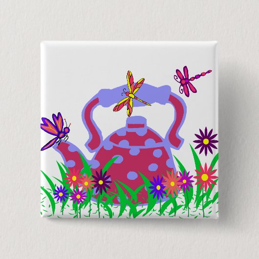 Libellenteekanneknopf Button (Vorderseite)