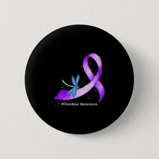 Libelleny Purplean Ribbon Überdosis Awareness Supp Button (Vorderseite)