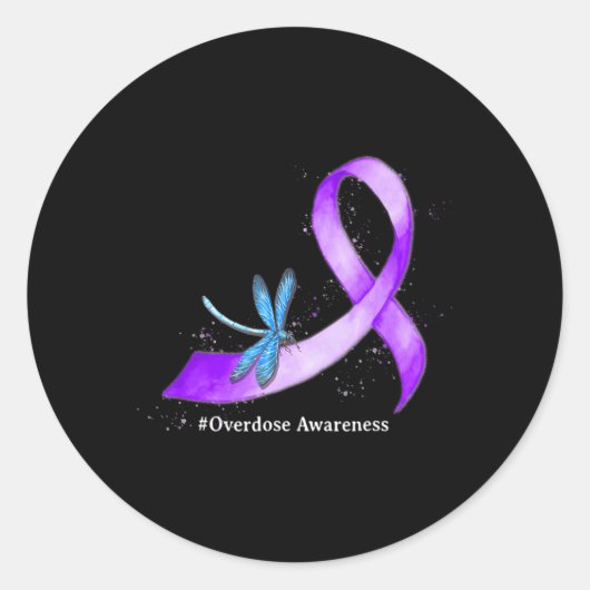 Libelleny Purplean Ribbon Überdosis Awareness Supp Runder Aufkleber (Vorderseite)