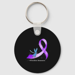 Libelleny Purplean Ribbon Überdosis Awareness Supp Schlüsselanhänger
