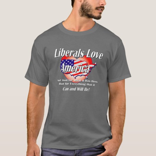 Liberal-Liebe-Amerika-Schwarz T-Shirt (Vorderseite)