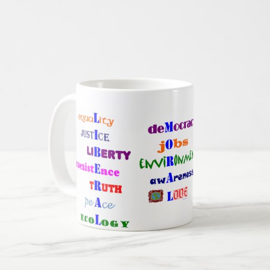 Liberale moralische Werte Kaffeetasse (Vorderseite Links)