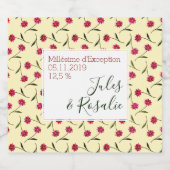 Liberale Muster rosa Blume mit cremefarbenem Hinte Schaumweinetikett (Einzelnes Label)