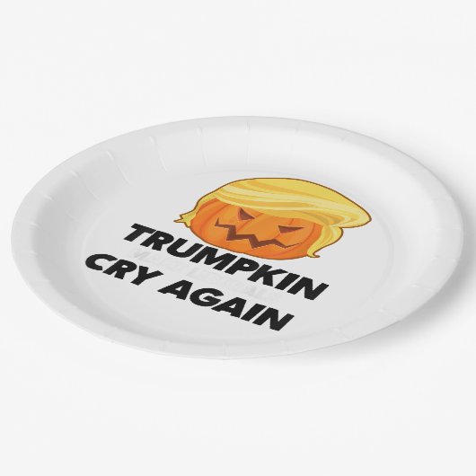 Liberale schreien wieder Trumpkin Halloween Pappteller (Schrägansicht)