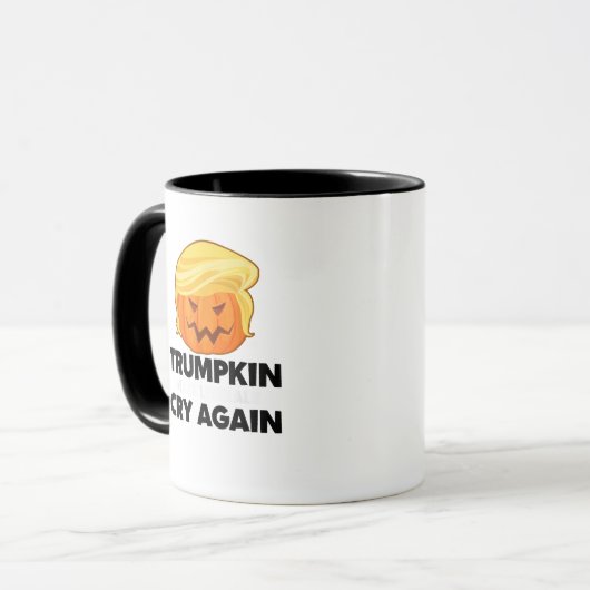 Liberale schreien wieder Trumpkin Halloween Tasse (Vorderseite Links)