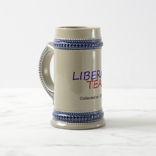 Liberaler zerreißt Bier Stein Bierglas (Vorderseite Links)