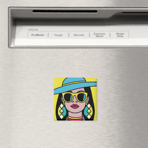 liberales feministisches Mädchen mit schwarzer Bri Magnet