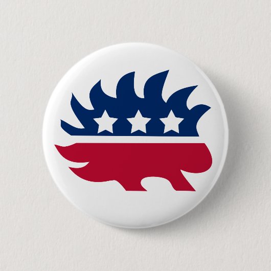 Liberalistischer Stachelschwein-Knopf Button (Vorderseite)