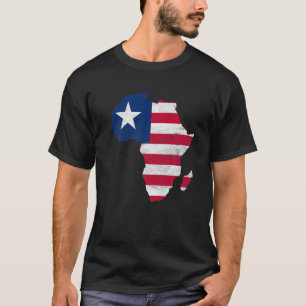 Liberia Flag Africa Kontinentales Silhouette Gift T-Shirt
