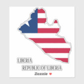 Liberia Flag Charming Patriotic Map Aufkleber (Blatt)