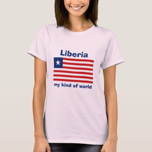 Liberia Flag + Karte + Text T - Shirt (Vorderseite)