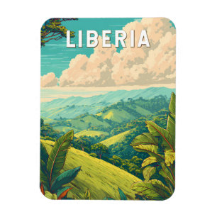 Liberia Illustrierte Reise Kunst Vintage Magnet