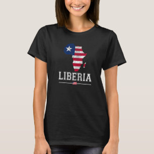 Liberia Liberian Pride Flag Map Africa Print T-Shirt
