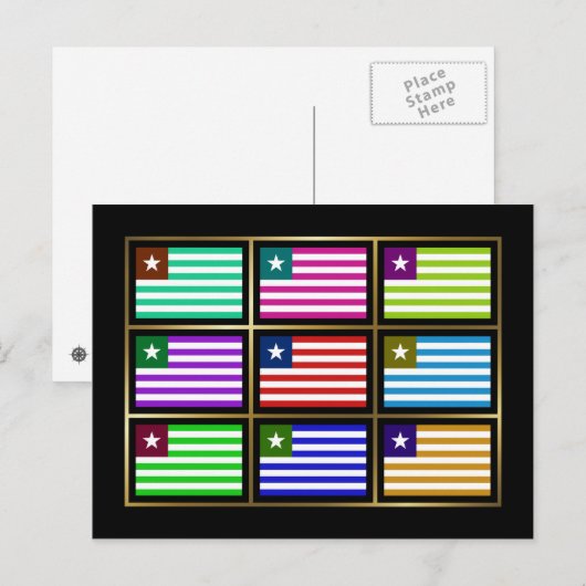 Liberia Multihue Flags Postkarte (Vorne/Hinten)