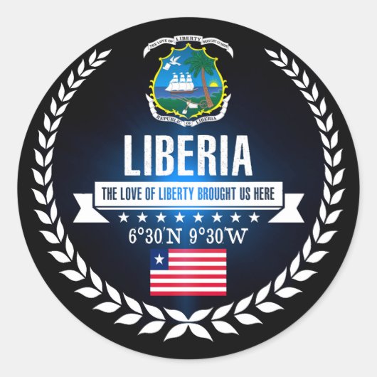 Liberia Runder Aufkleber (Vorderseite)