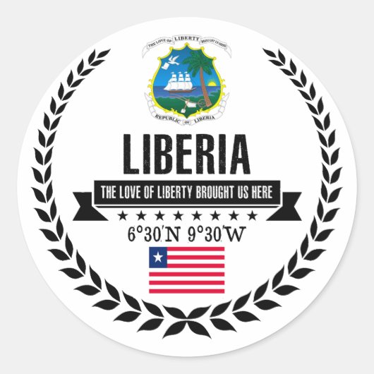 Liberia Runder Aufkleber (Vorderseite)