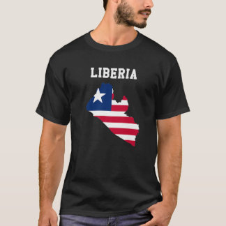 Liberianische Flagge auf der Karte Liberias T-Shirt