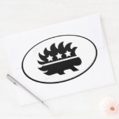 Libertarian porcupine mascot Black & White Ovaler Aufkleber (Umschlag)