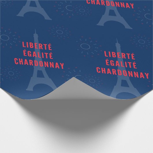 Liberté Égalité Chardonnay Funny Eiffel Tower Geschenkpapier (Ecke)