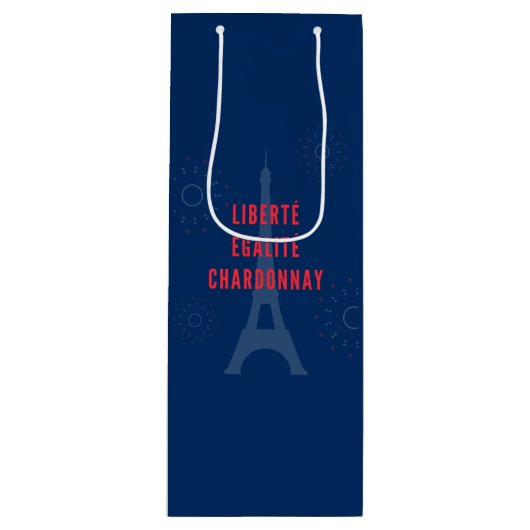 Liberté Égalité Chardonnay Funny Eiffel Tower Geschenktüte Für Weinflaschen (Vorderseite)