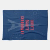 Liberté Égalité Chardonnay Funny Eiffel Tower Geschirrtuch (Horizontal)