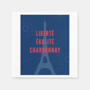 Liberté Égalité Chardonnay Funny Eiffel Tower Serviette