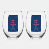 Liberté Égalité Chardonnay Funny Eiffel Tower Weinglas Ohne Stiel (Vorderseite)