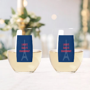 Liberté Égalité Chardonnay Funny Eiffel Tower Weinglas Ohne Stiel