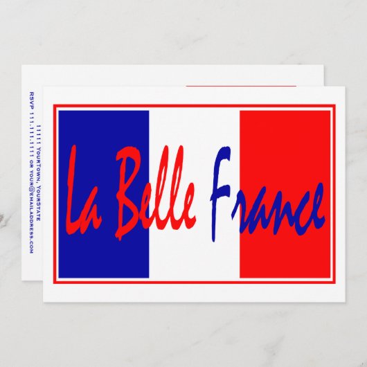 Liberté, Egalité, Fraternité - französisches Theme Einladung (Vorne/Hinten)