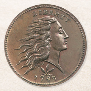 Liberty 1793 US-Cent-Münze runder Papier-Getränkeu Pappuntersetzer