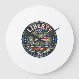 Liberty Angel-Fischturnier Patriotisch Patriotisch Große Wanduhr