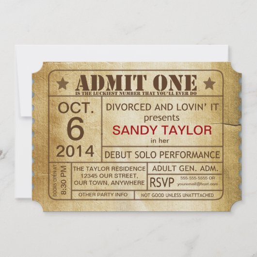 Liberty Bash Admit One ID995 Einladung (Vorderseite)