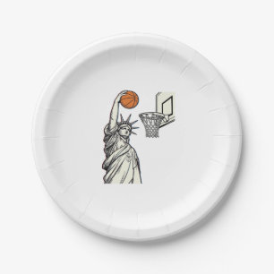 Liberty Basketball Dunk Vintage Gravur Design_1 Pappteller