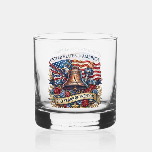 Liberty Bell & Adler-Emblem Whiskyglas (Vorderseite)